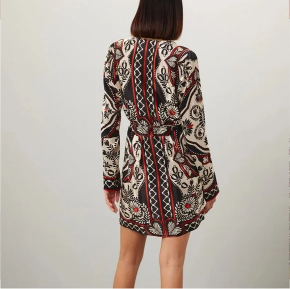 Farm Rio Passion Scarf Black Wrap Dress Size Small NWT - Picture 4 of 13